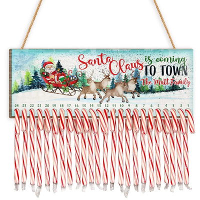 Santa Claus Is Coming To Town Candy Countdown Sign - Personalized Wood Sign