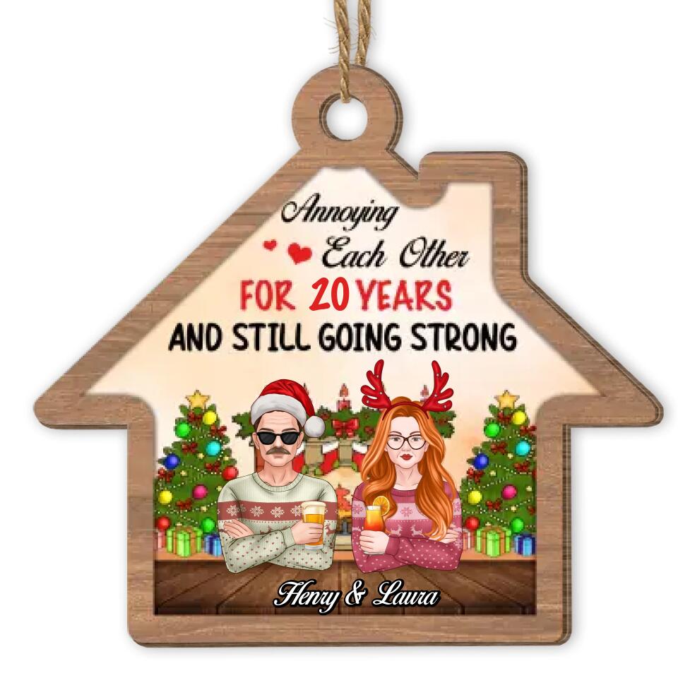 Anniversary Ornament Xmas 2022 - Annoying Each Other For 10 Years, Old Couple Married Christmas Ornament Decor, Gift For Husband Wife