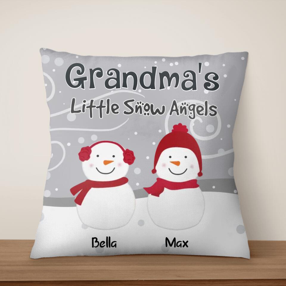 Grandkids Snowman Family - Personalized Throw Pillow (Insert Included), Christmas Gift For Grandma, GiGi, NaNa