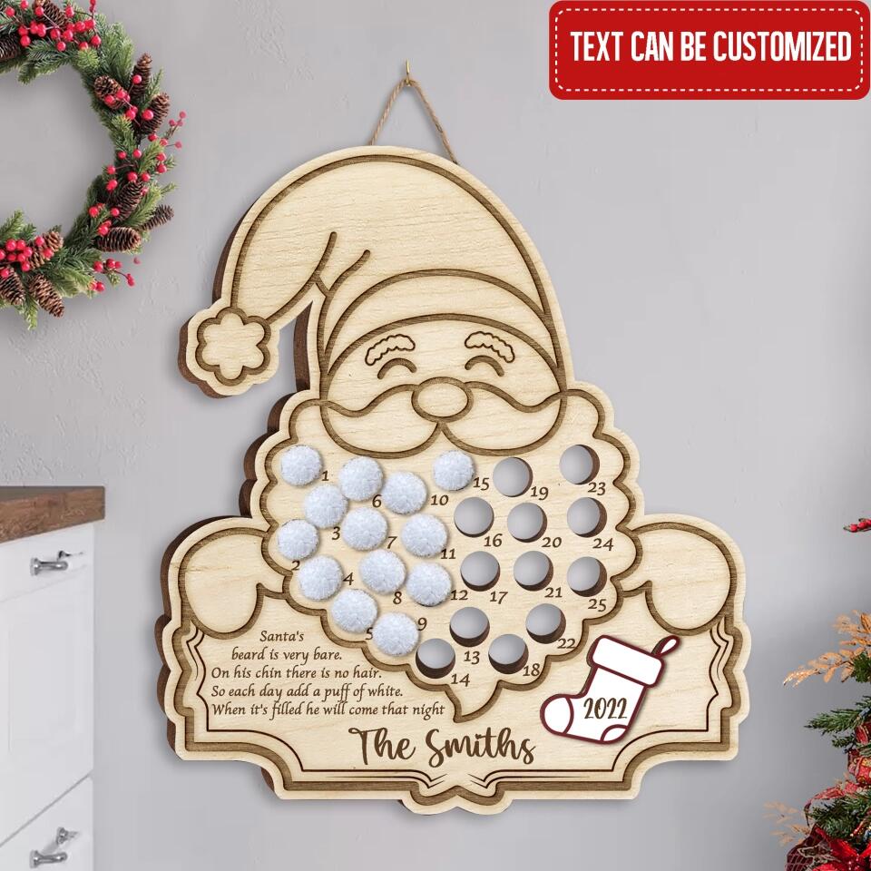 Christmas Home Decor - Christmas Sign - Christmas Countdown -  Fireplace Decor - Santa Sign - Personalized Santa Advent Sign