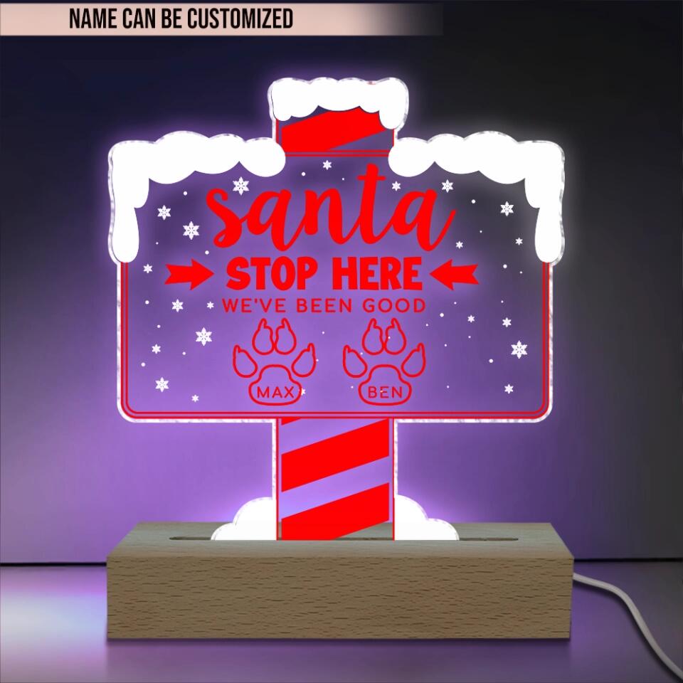 Santa Stop Here Personalized LED Sign, Home Decor, Christmas Decor,, Christmas Home Decor, Christmas Light, Christmas Gifts, Lighting