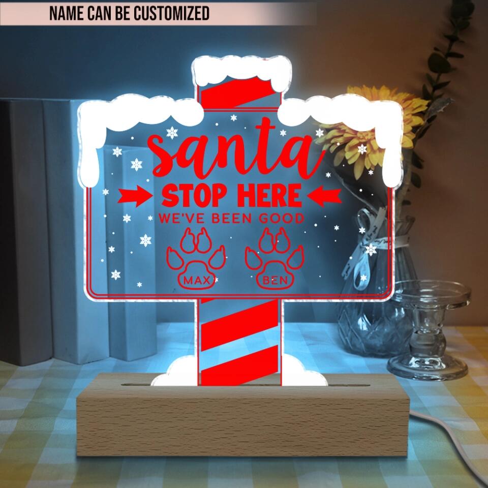 Santa Stop Here Personalized LED Sign, Home Decor, Christmas Decor,, Christmas Home Decor, Christmas Light, Christmas Gifts, Lighting