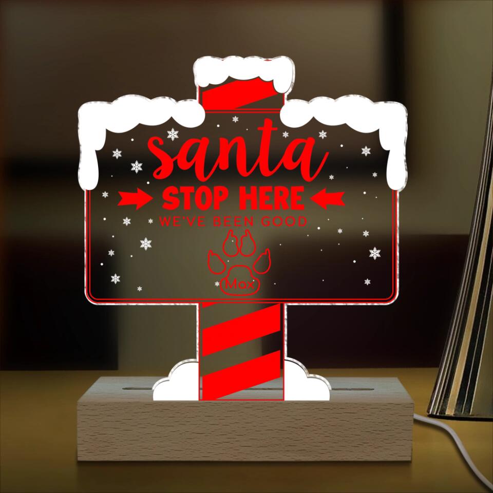 Santa Stop Here Personalized LED Sign, Home Decor, Christmas Decor,, Christmas Home Decor, Christmas Light, Christmas Gifts, Lighting