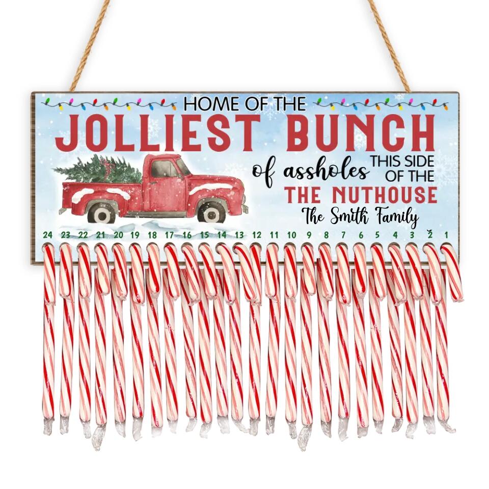 Jolliest Bunch of Assholes Christmas Candy Countdown Sign, Christmas Wooden Sign, Funny Christmas Sign, Christmas Decor