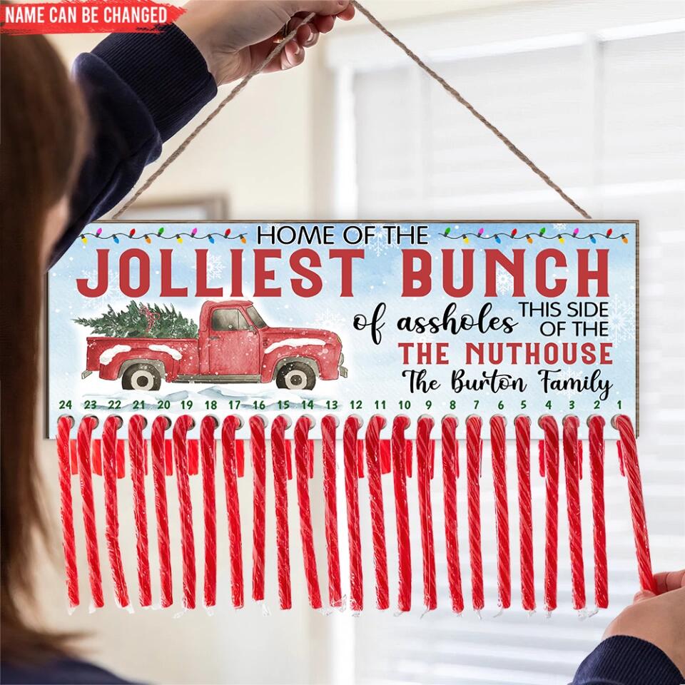 Jolliest Bunch of Assholes Christmas Candy Countdown Sign, Christmas Wooden Sign, Funny Christmas Sign, Christmas Decor