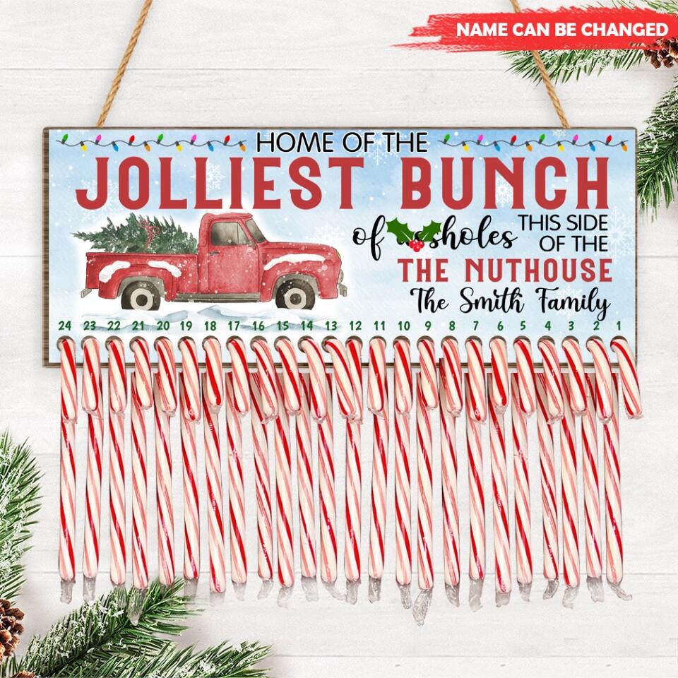 Jolliest Bunch of Assholes Christmas Candy Countdown Sign, Christmas Wooden Sign, Funny Christmas Sign, Christmas Decor
