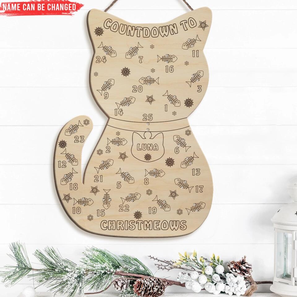 Personalized Cat Santa Treat Countdown To Santa Paws - Cat Lovers Gift - Christmas Countdown Sign - Personalized Cat Advent Calendar Sign