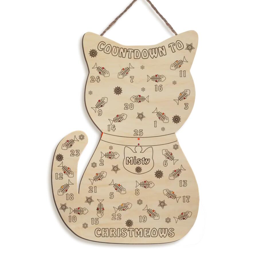 Personalized Cat Santa Treat Countdown To Santa Paws - Cat Lovers Gift - Christmas Countdown Sign - Personalized Cat Advent Calendar Sign