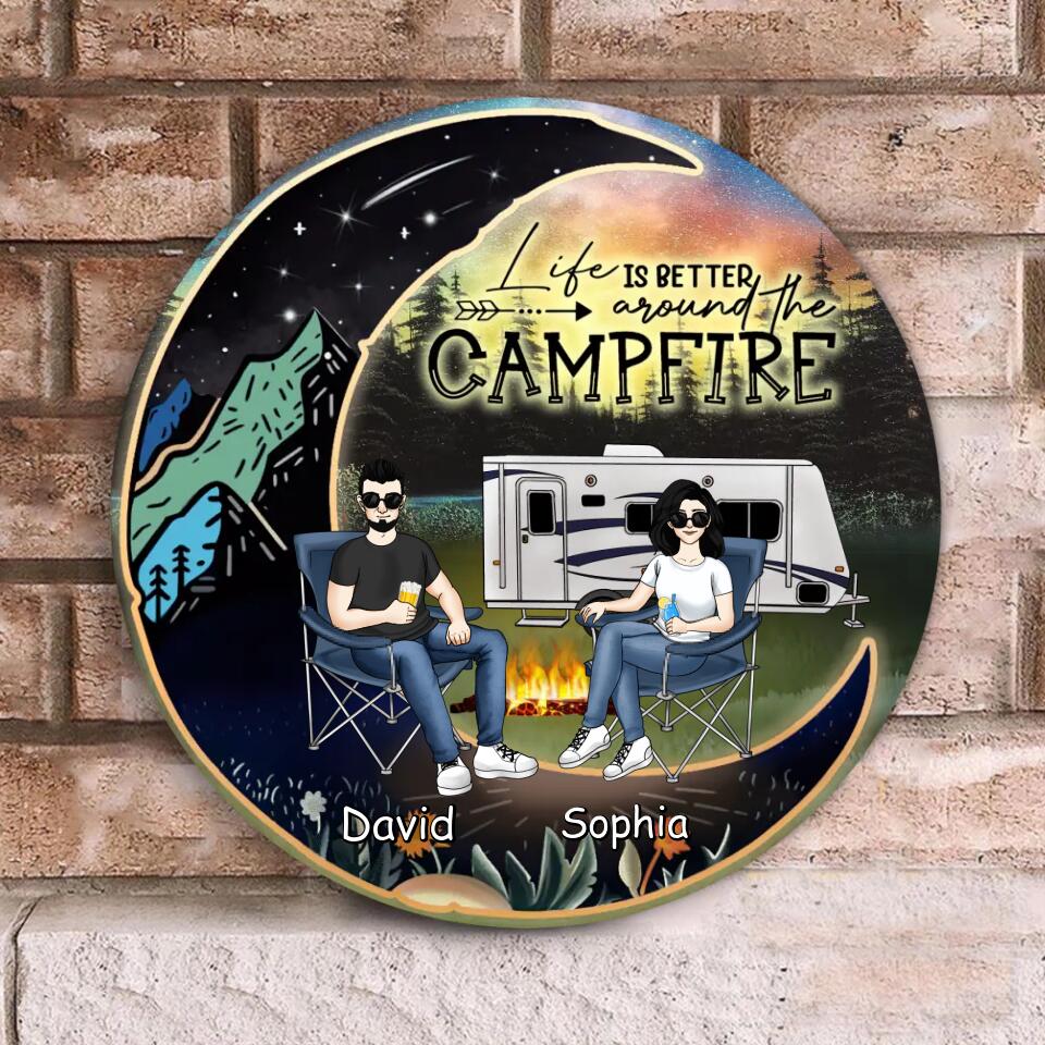 Life Is Better Around The Campfire - Personalized Wooden Sign, Gift For Camping Lover