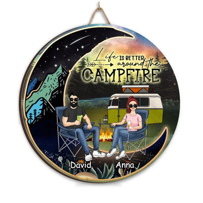 Life Is Better Around The Campfire - Personalized Wooden Sign, Gift For Camping Lover
