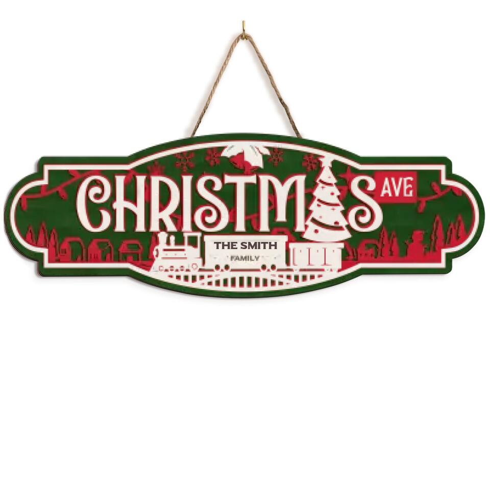 Christmas Family Sign, Christmas decoration - Personalized 2 Layer Sign