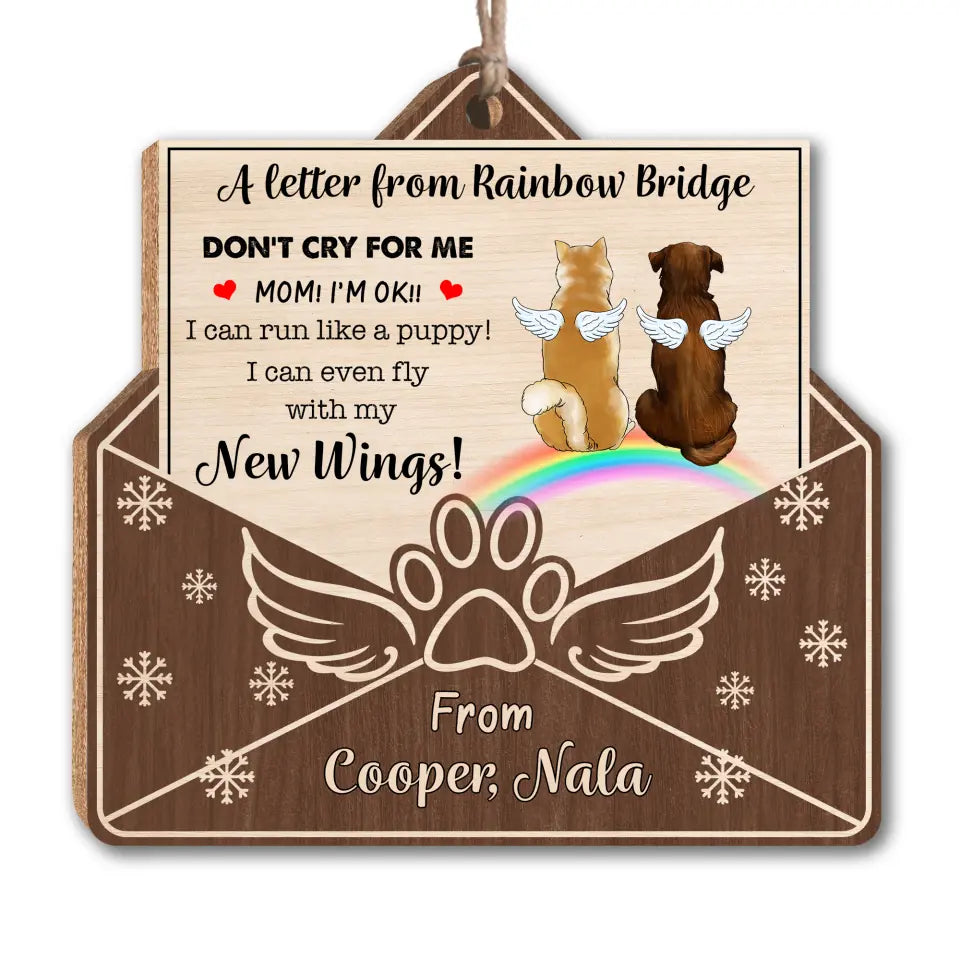 A Letter From Rainbow Bridge - Personalized Wooden Ornament, Dog Memorial Ornament, Pet Loss Gift