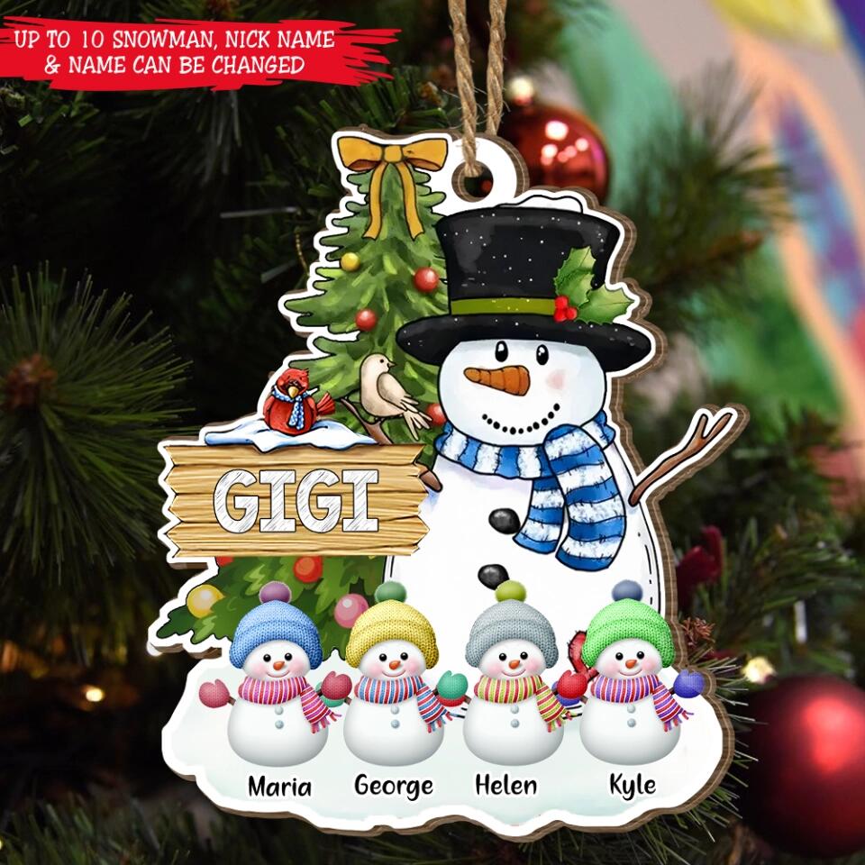 Personalized Nana Snowman Aluminium/Wood/Acrylic Ornament, Gift for Mom Grandma Mimi Nana, Christmas Gift