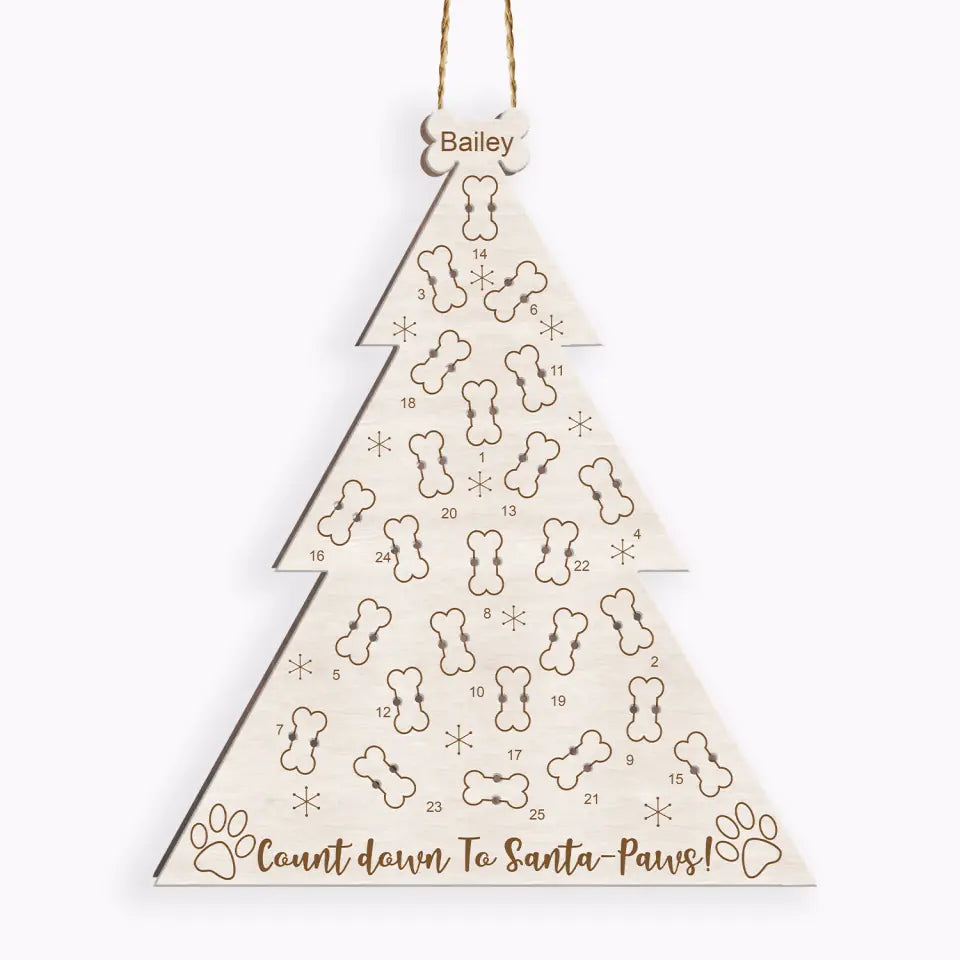 Christmas Decoration - Dog Lover Gift - Personalized Dog Sign - Personalized Dog Christmas Tree &amp; Bone Advent Calendar Wooden Sign
