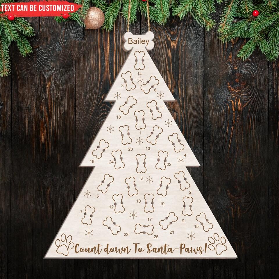 Christmas Decoration - Dog Lover Gift - Personalized Dog Sign - Personalized Dog Christmas Tree & Bone Advent Calendar Wooden Sign