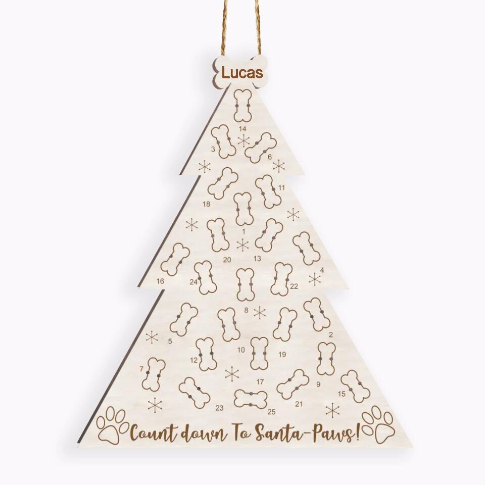 Christmas Decoration - Dog Lover Gift - Personalized Dog Sign - Personalized Dog Christmas Tree & Bone Advent Calendar Wooden Sign