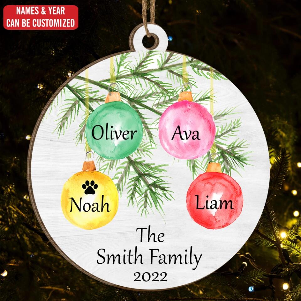 Custom Family Christmas Ornament - Personalized Wooden Ornament, Christmas Gift For Family
