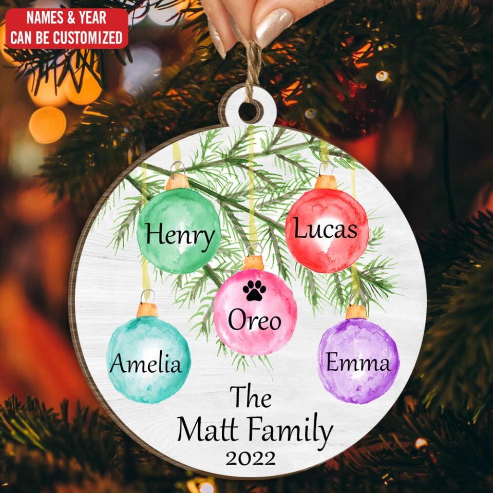 Custom Family Christmas Ornament - Personalized Wooden Ornament, Christmas Gift For Family