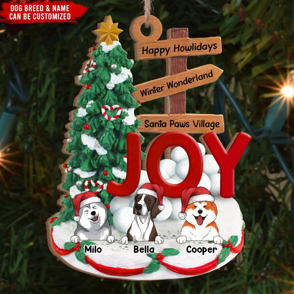 Happy Howlidays, Winter Wonderland, Santa Paws Village - Personalized Ornament, Gift For Dog Lover