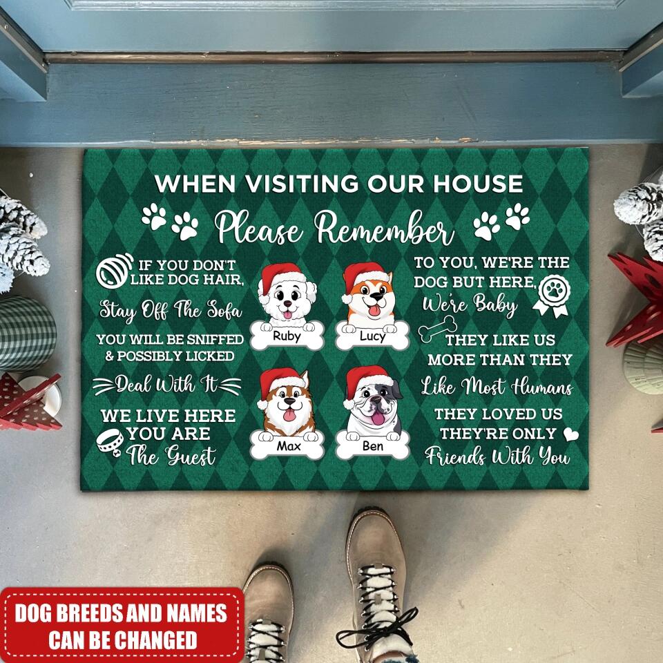Visiting My House Mat - Gift For Dog Lovers - Dog Rug -Doormat Home Decor - House Rule Rug - Dog Welcome Doormat - Dog Doormat