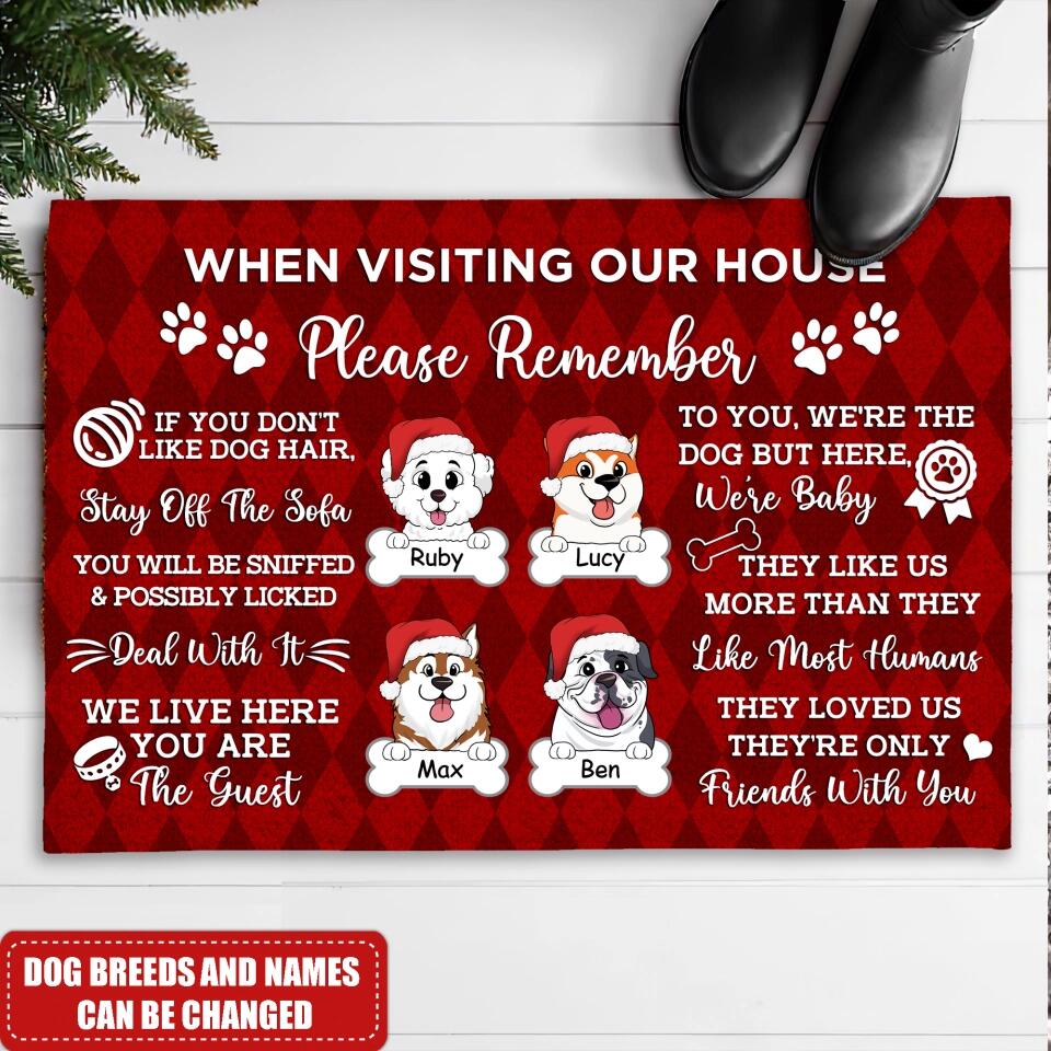 Visiting My House Mat - Gift For Dog Lovers - Dog Rug -Doormat Home Decor - House Rule Rug - Dog Welcome Doormat - Dog Doormat