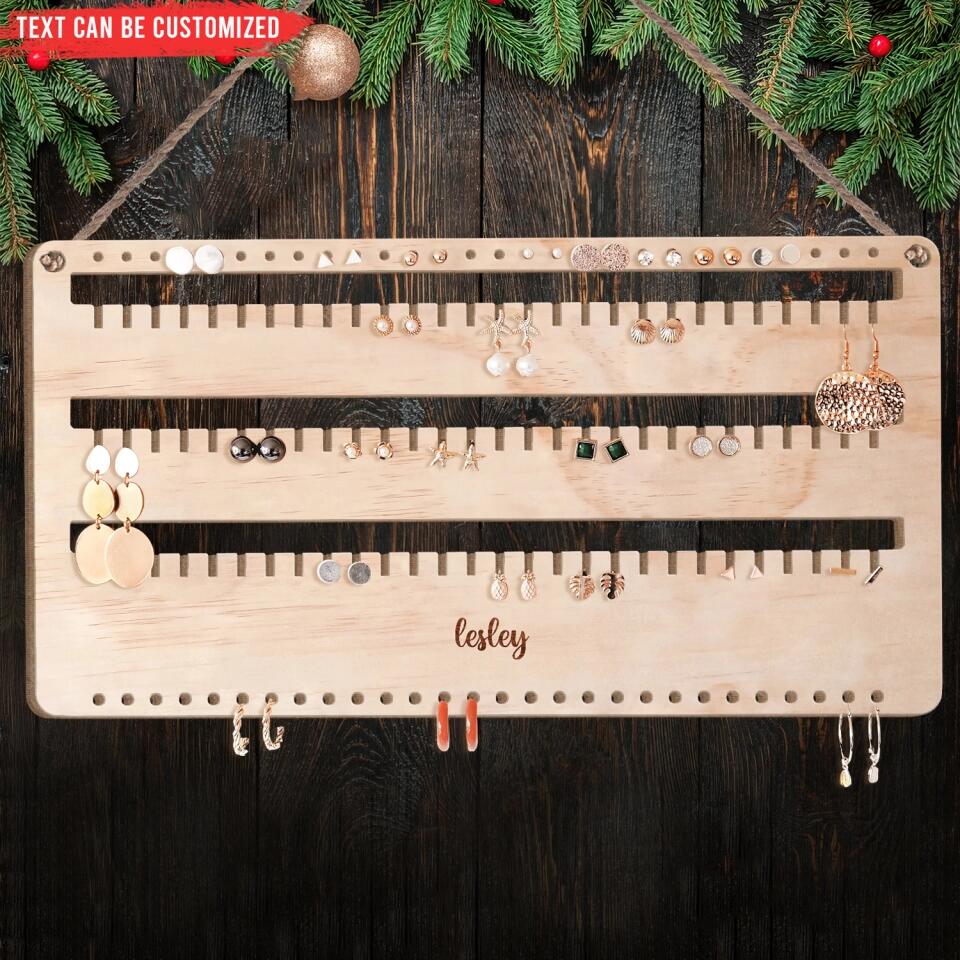 Earring Holder Wall With Name - Gift For Friend - Personalized Gifts - Wall Hanging Earring Holder - Hanging Earring Organizer - Jewelry Display Holder - Personalized Wood Jewelry Organizer