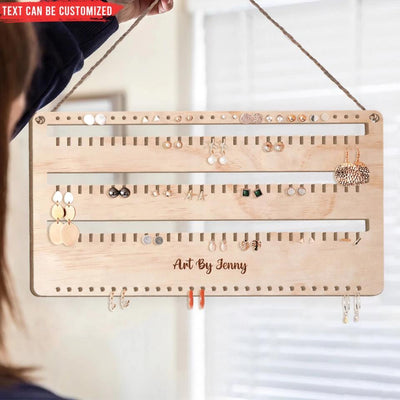 Earring Holder Wall With Name - Gift For Friend - Personalized Gifts - Wall Hanging Earring Holder - Hanging Earring Organizer - Jewelry Display Holder - Personalized Wood Jewelry Organizer