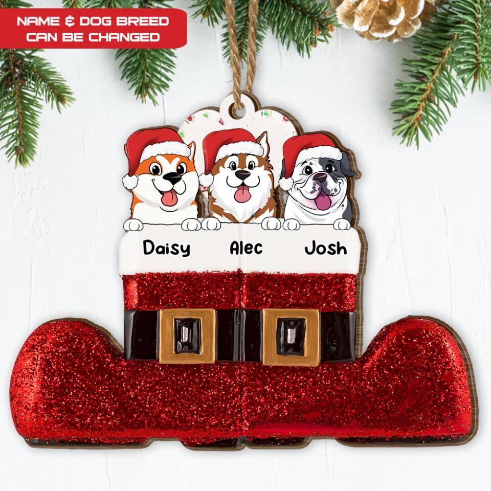 Personalized Dog Christmas Ornament - Christmas Decoration - Dog Lovers Gift - Christmas Gift - Personalized Santa's Boot Dog Christmas Ornament
