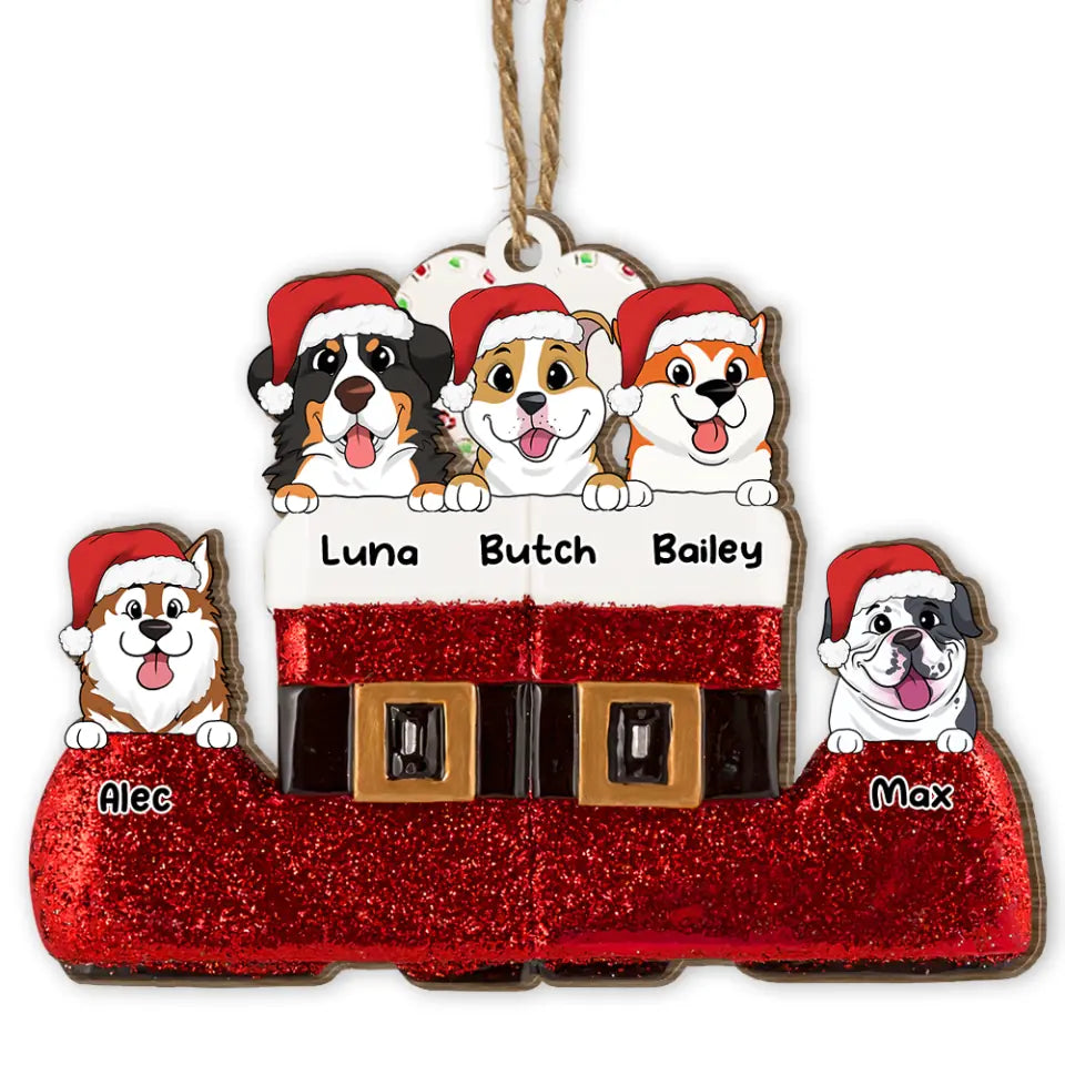 Personalized Dog Christmas Ornament - Christmas Decoration - Dog Lovers Gift - Christmas Gift - Personalized Santa&#39;s Boot Dog Christmas Ornament