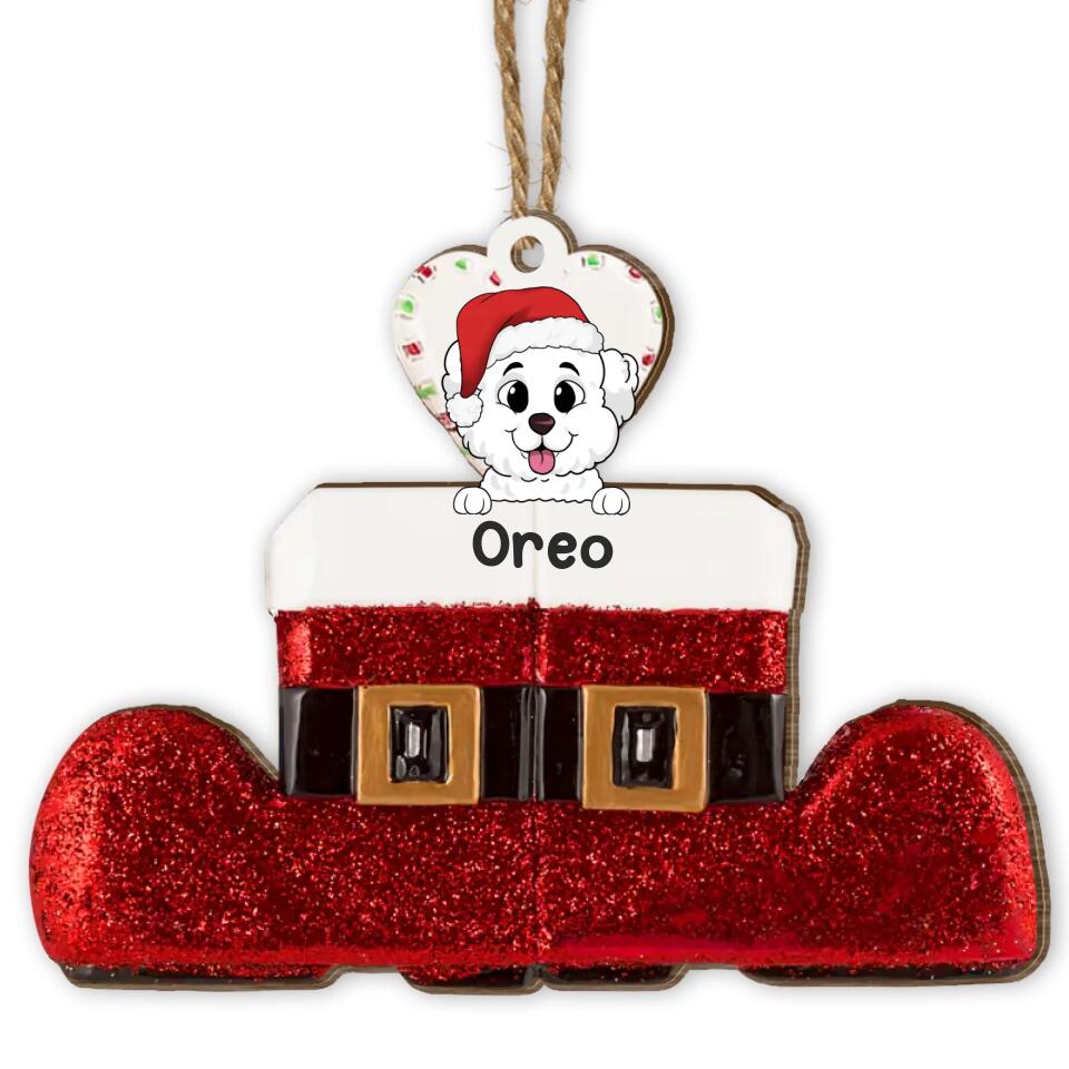 Personalized Dog Christmas Ornament - Christmas Decoration - Dog Lovers Gift - Christmas Gift - Personalized Santa's Boot Dog Christmas Ornament