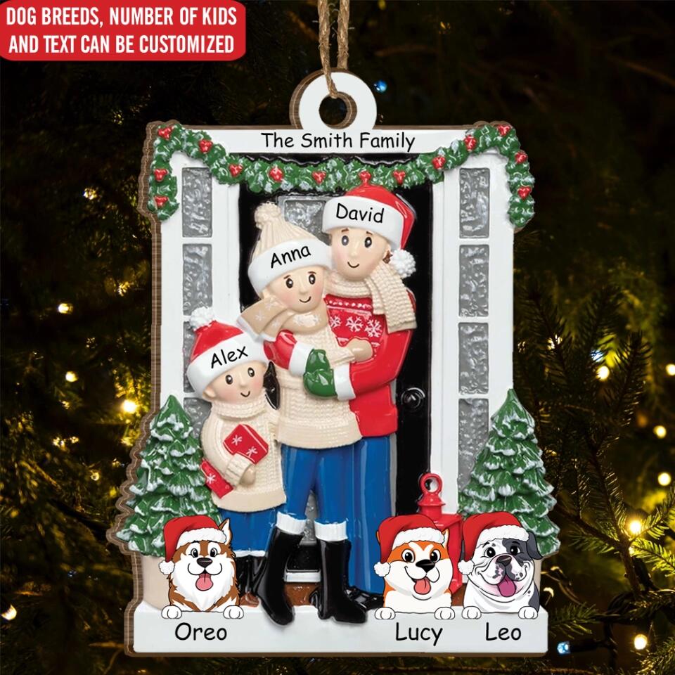 Christmas Decor - Family Gifts - Personalized Family Ornament 2022 - Personalized Farmhouse Couple Christmas Ornament With Dog