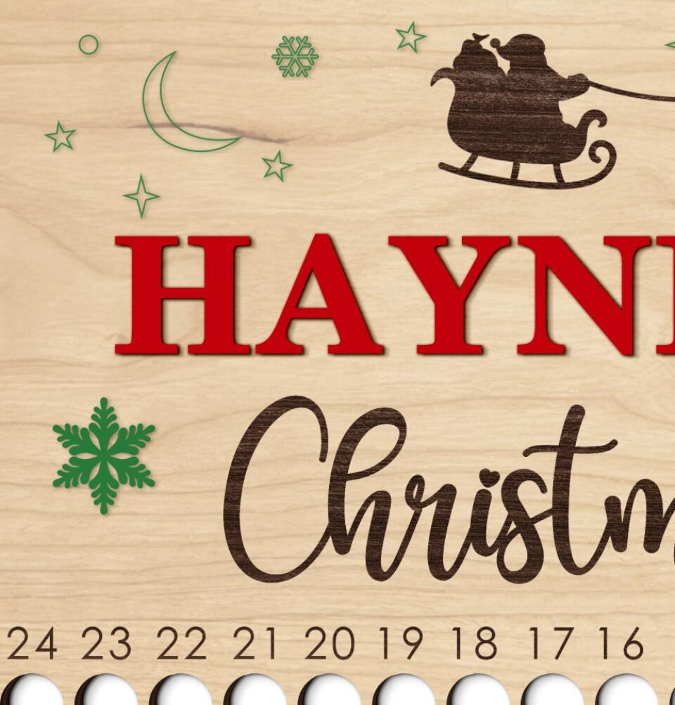 Candy Cane Christmas Countdown Advent - Personalize 2 Layer Sign, Christmas Gift For Family