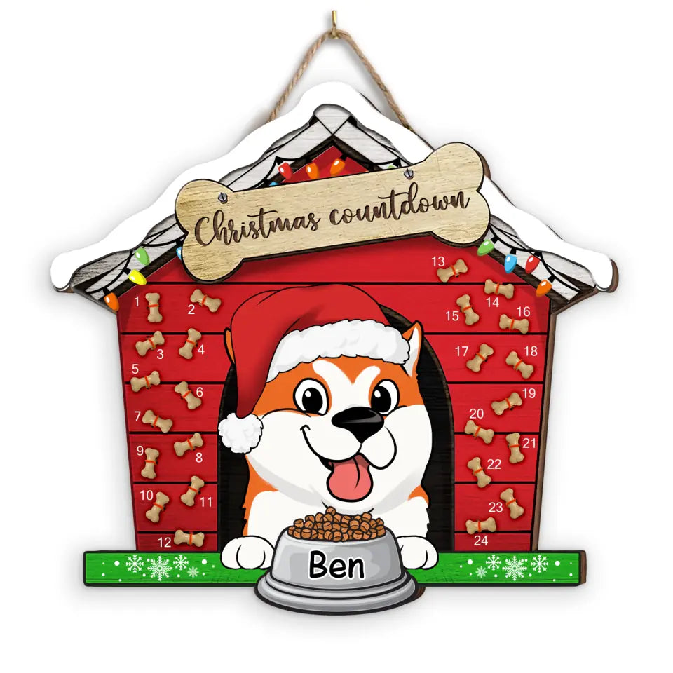 Dog House Christmas Countdown - Dog Lovers Gift - Christmas Countdown Sign - Personalized Dog Advent Calendar Sign