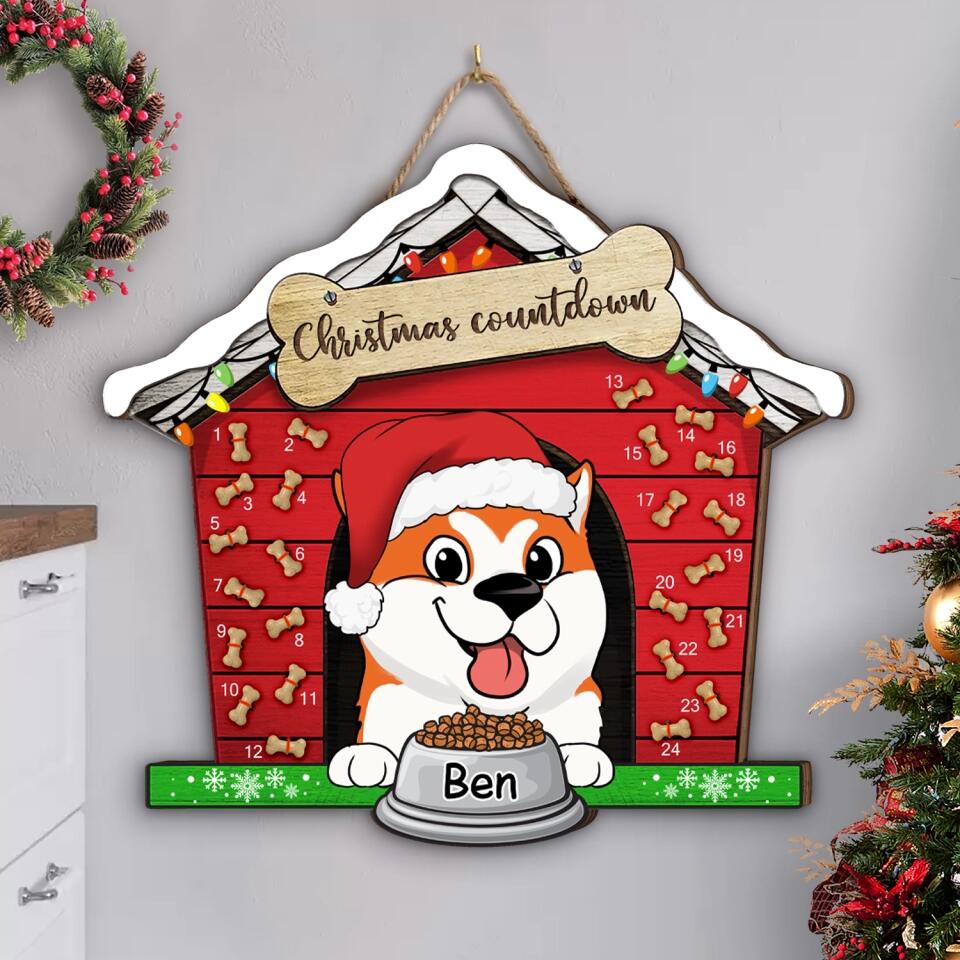 Dog House Christmas Countdown - Dog Lovers Gift - Christmas Countdown Sign - Personalized Dog Advent Calendar Sign