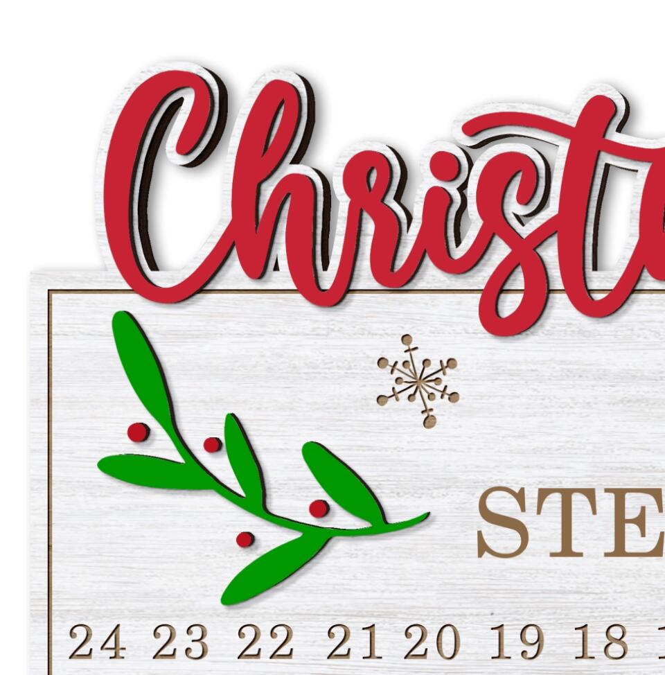 Christmas Countdown, Family Christmas Countdown - Personalized 2layer Sign