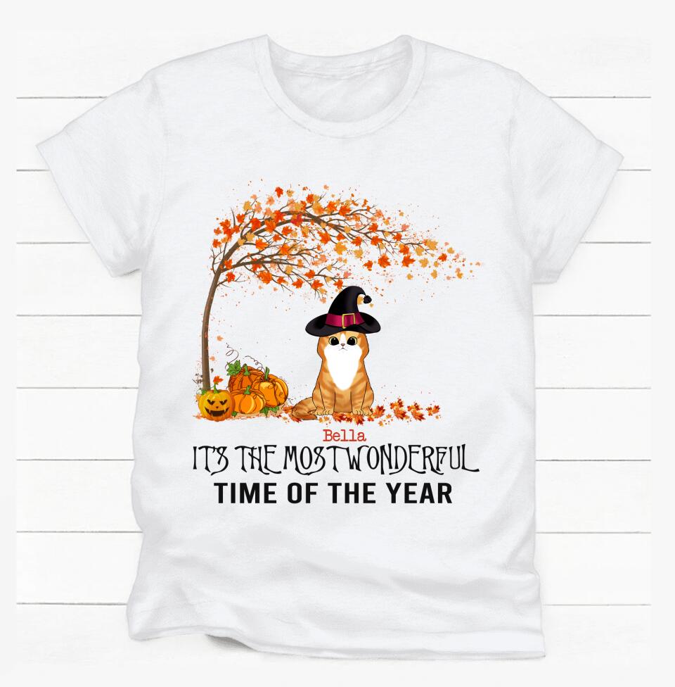 It's The Most Wonderful Time Of The Year - Personalized Halloween T-shirt, Gift For Cat Lovers