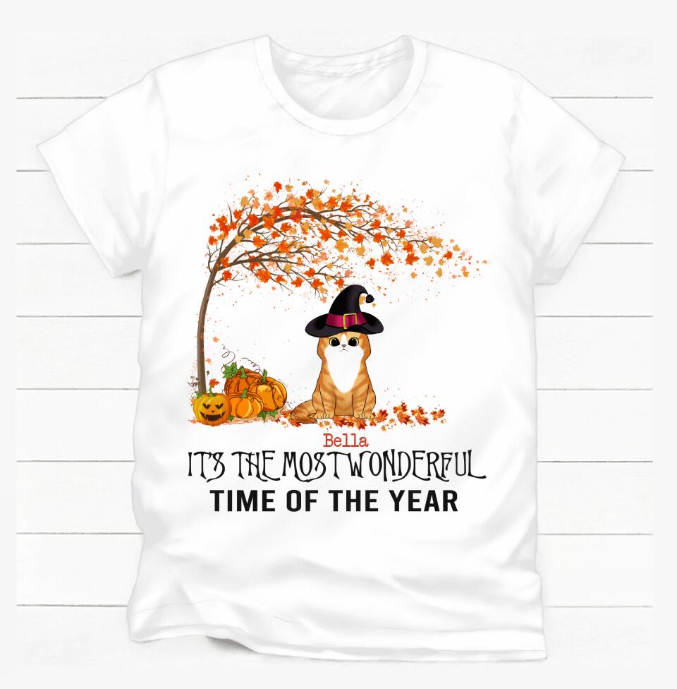 It's The Most Wonderful Time Of The Year - Personalized Halloween T-shirt, Gift For Cat Lovers