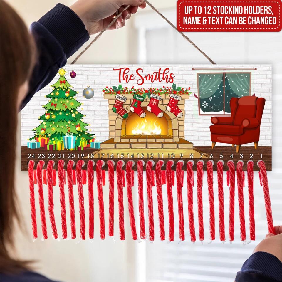 Candy Cane Countdown, Stocking Holders Christmas Design, Country Christmas, Digital Design, Sublimation Download, Advent Calendar