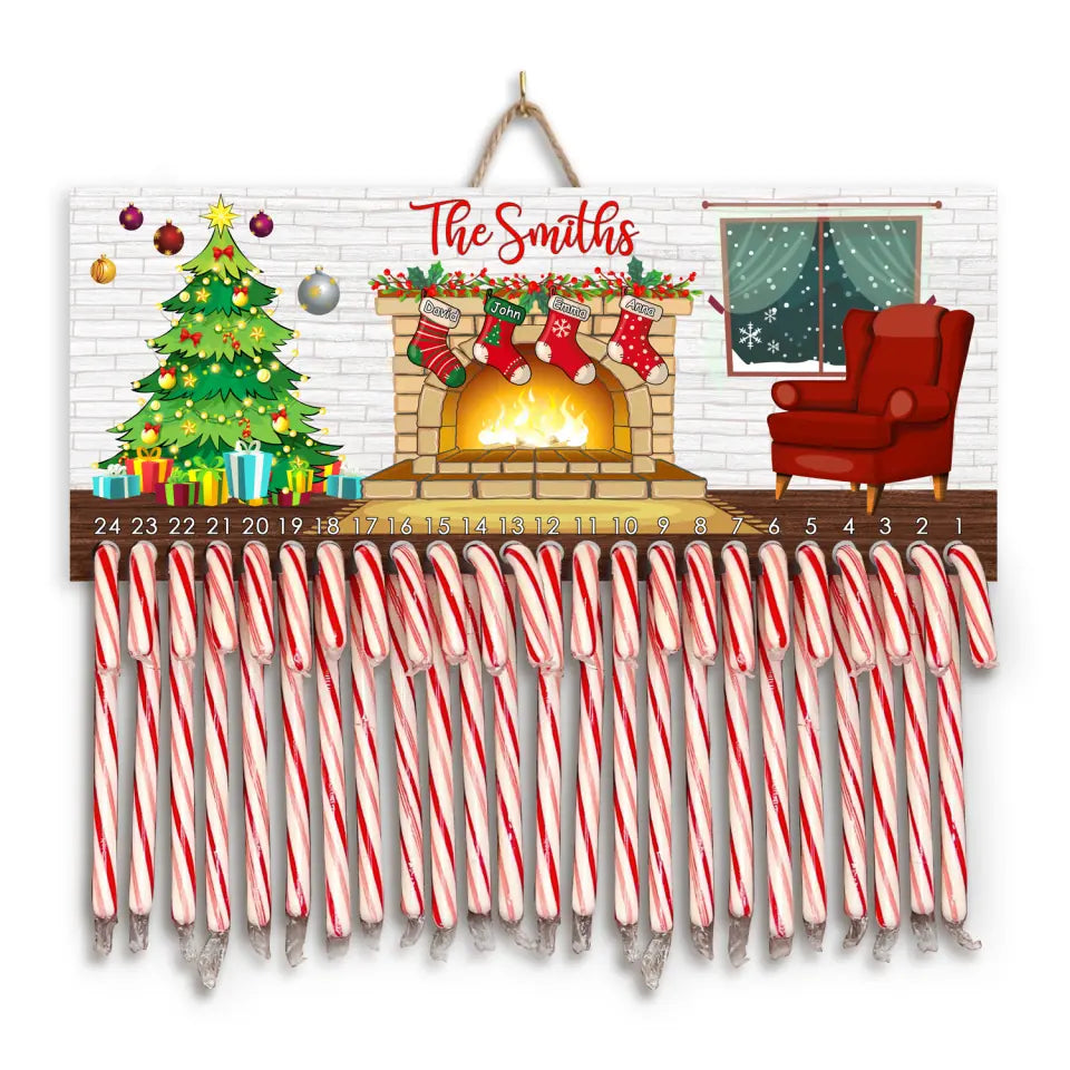 Candy Cane Countdown, Stocking Holders Christmas Design, Country Christmas, Digital Design, Sublimation Download, Advent Calendar