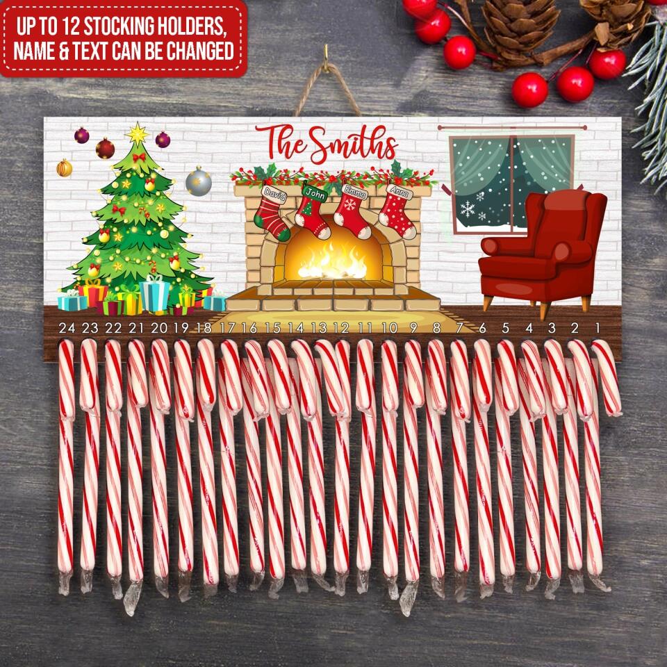 Candy Cane Countdown, Stocking Holders Christmas Design, Country Christmas, Digital Design, Sublimation Download, Advent Calendar