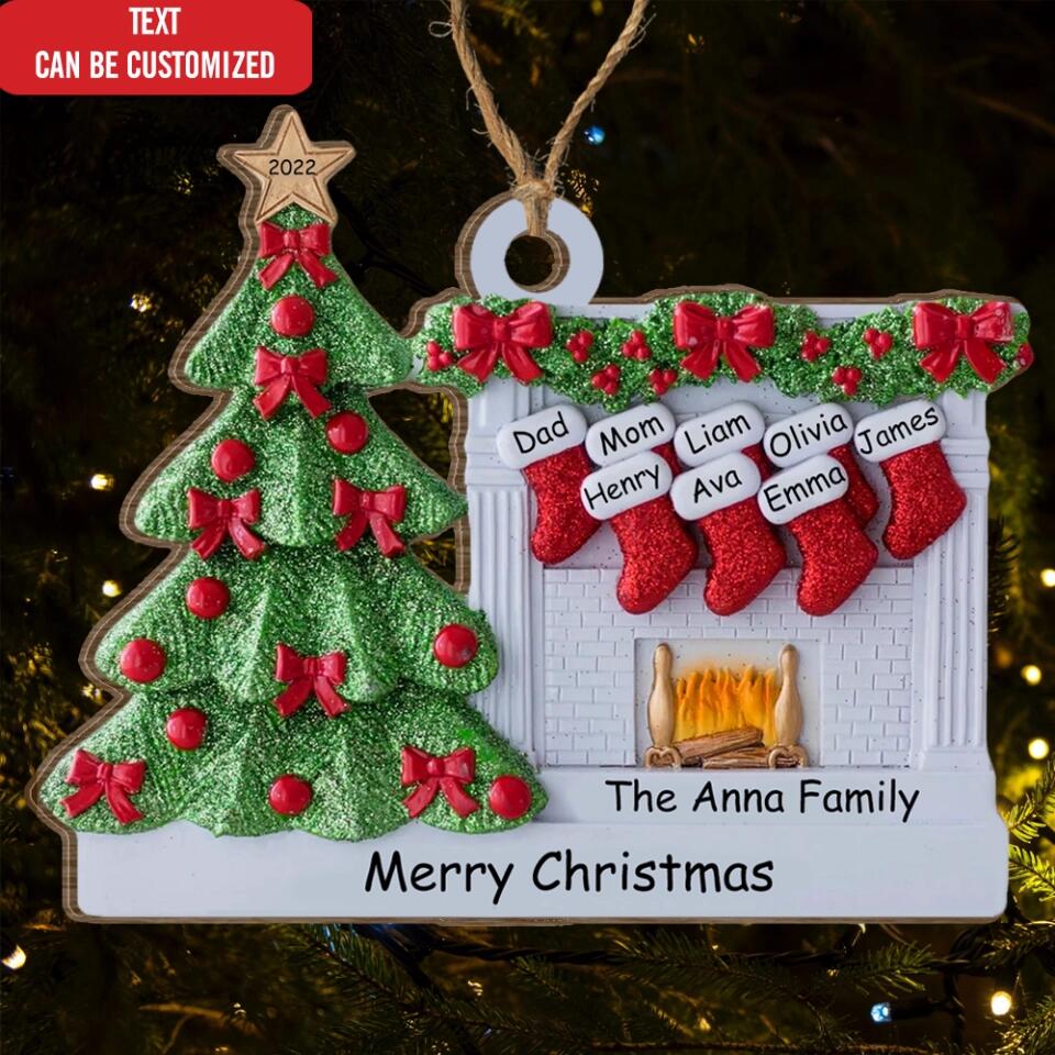 Family Christmas Decoration - Christmas Family Stocking Ornament - Personalized Fireplace Ornament - Personalized Family Ornament 2022 - Christmas Gift
