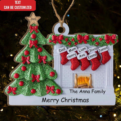 Family Christmas Decoration - Christmas Family Stocking Ornament - Personalized Fireplace Ornament - Personalized Family Ornament 2022 - Christmas Gift
