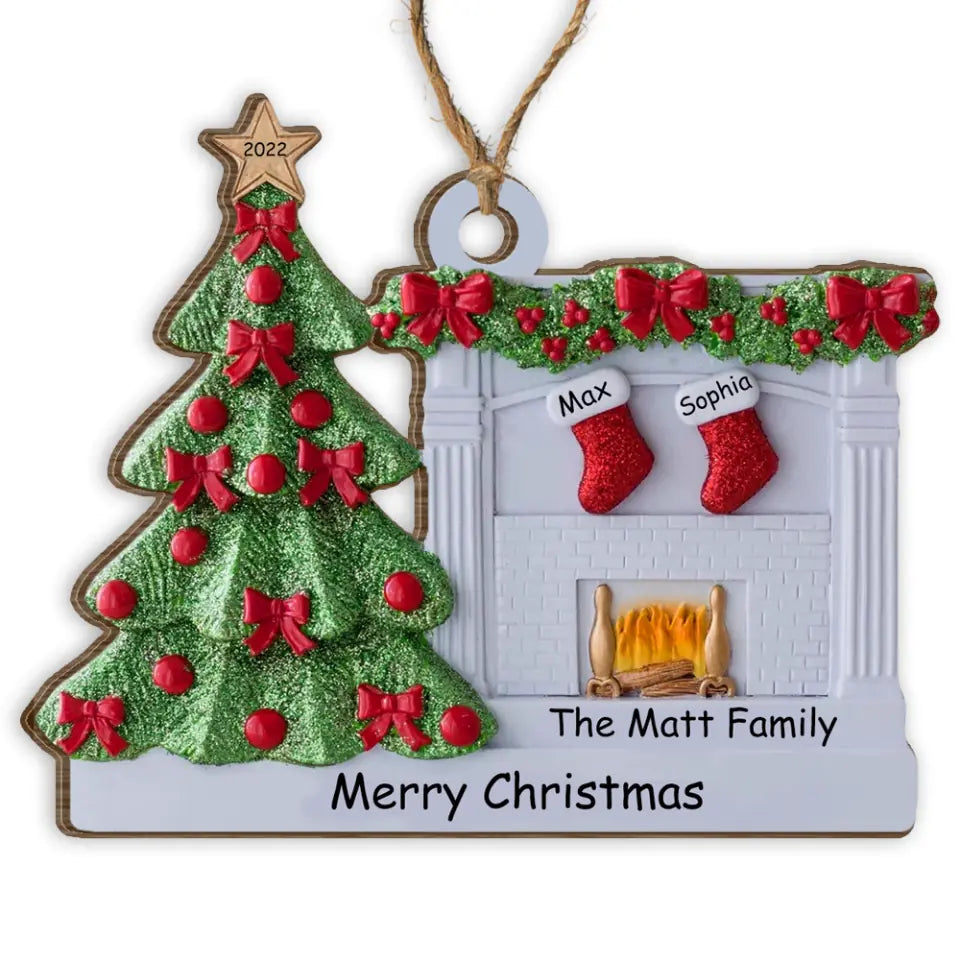 Family Christmas Decoration - Christmas Family Stocking Ornament - Personalized Fireplace Ornament - Personalized Family Ornament 2022 - Christmas Gift