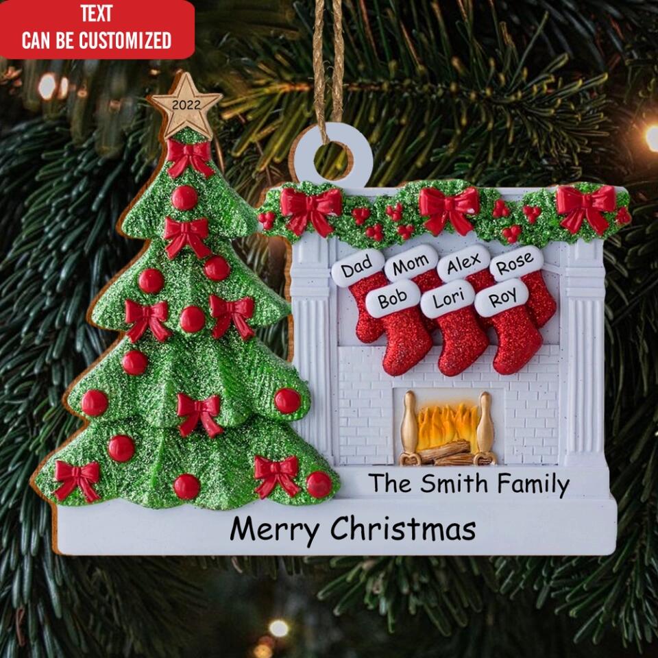 Family Christmas Decoration - Christmas Family Stocking Ornament - Personalized Fireplace Ornament - Personalized Family Ornament 2022 - Christmas Gift
