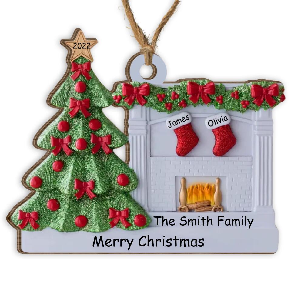 Family Christmas Decoration - Christmas Family Stocking Ornament - Personalized Fireplace Ornament - Personalized Family Ornament 2022 - Christmas Gift