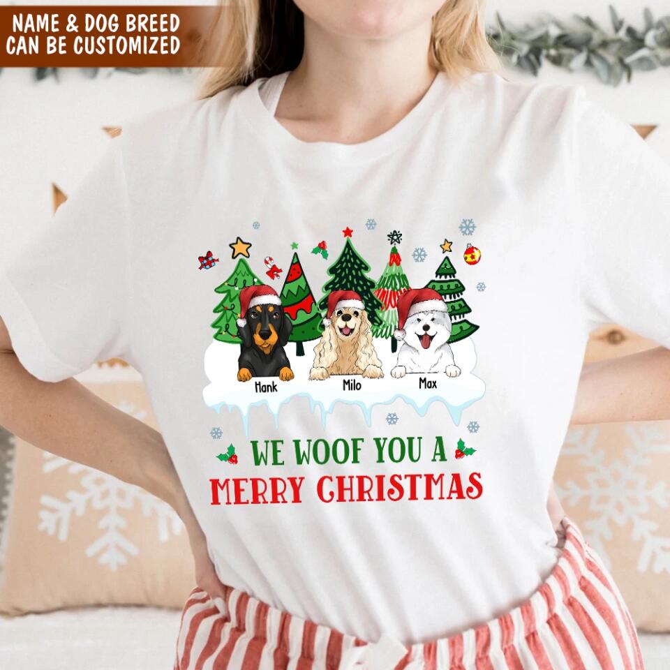 We Woof You Merry Christmas - Personalized T-shirt, Sweatshirt, Gift For Dog Lover