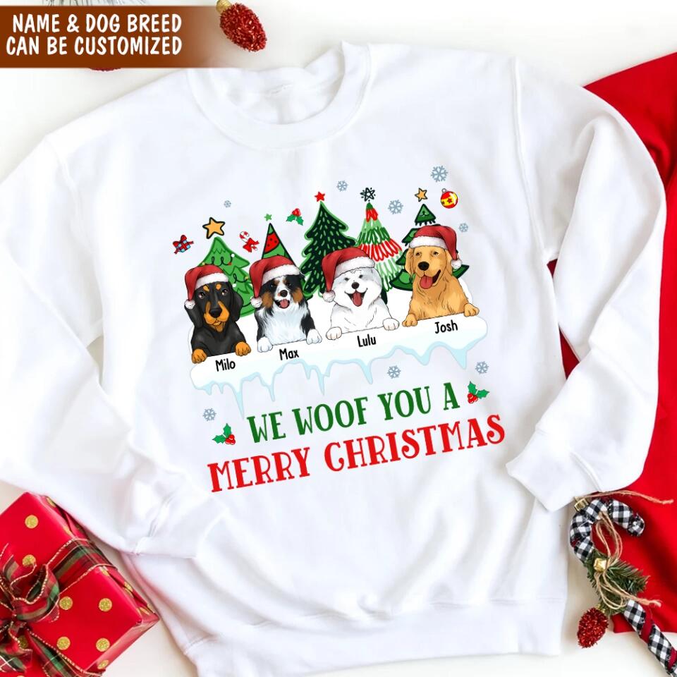 We Woof You Merry Christmas - Personalized T-shirt, Sweatshirt, Gift For Dog Lover
