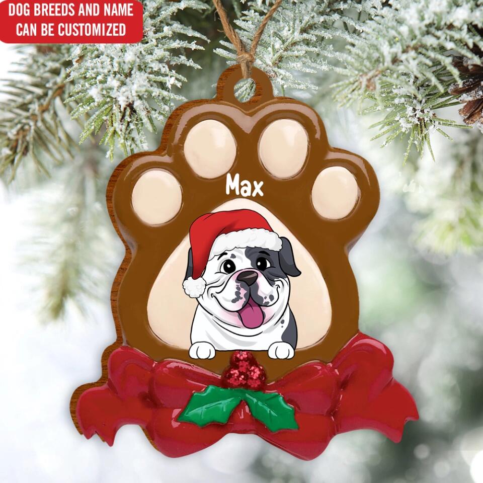 Personalized Dog Paw Christmas Ornament - Holiday Gift For Dog Owner - Personalized Christmas Ornament - Dog Lovers Ornament