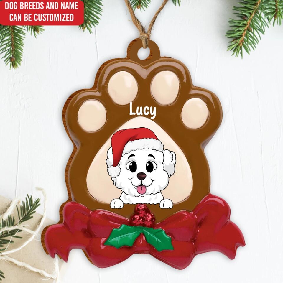 Personalized Dog Paw Christmas Ornament - Holiday Gift For Dog Owner - Personalized Christmas Ornament - Dog Lovers Ornament