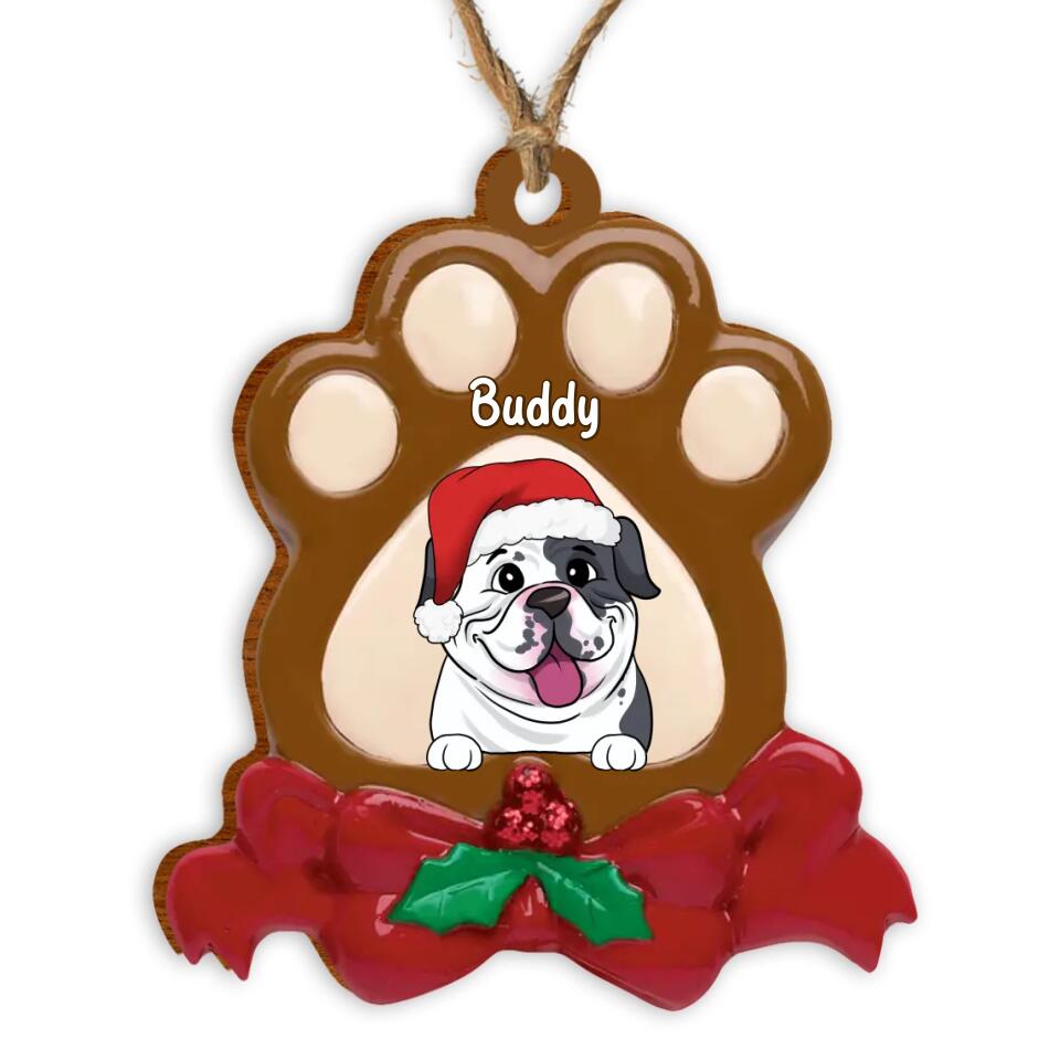 Personalized Dog Paw Christmas Ornament - Holiday Gift For Dog Owner - Personalized Christmas Ornament - Dog Lovers Ornament